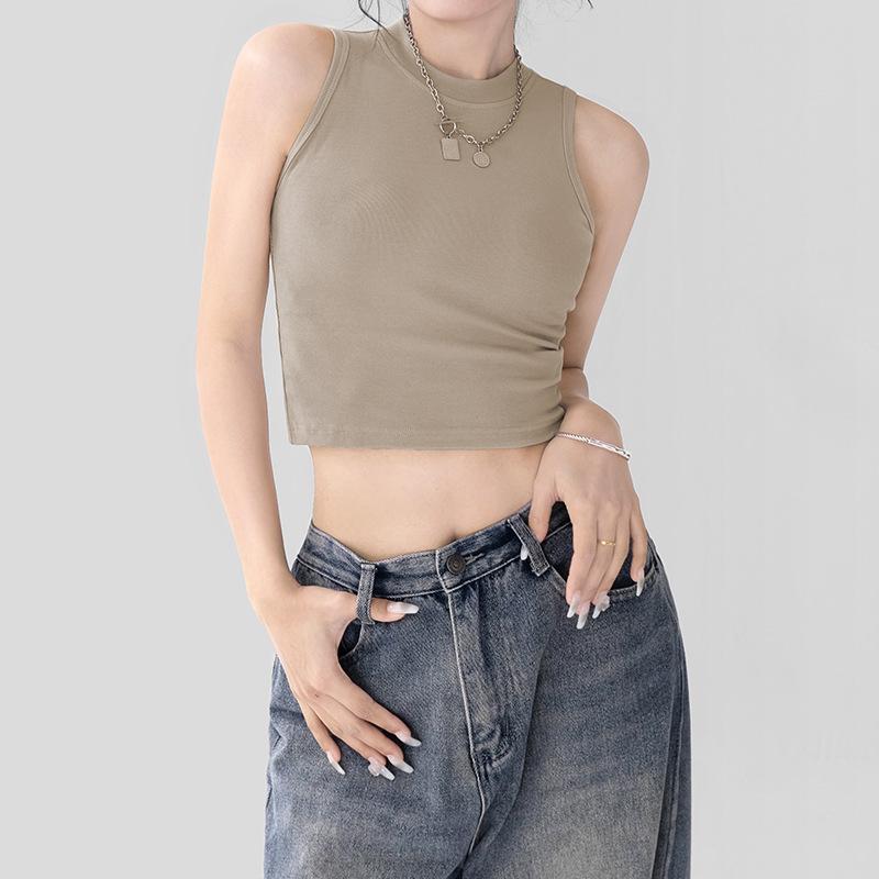 2025 Chic Korean Style Slim Sleeveless Vest: Women's Summer Solid Color Top