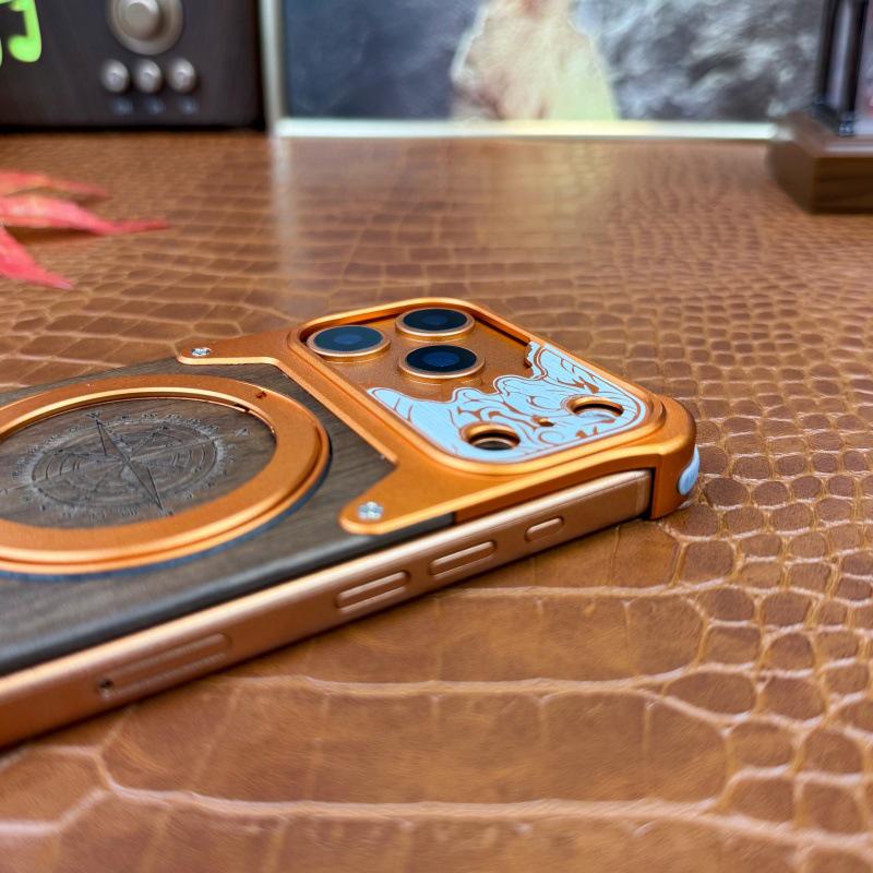 iPhone 14 Pro Max Walnut Wood Case with Magnetic Stand