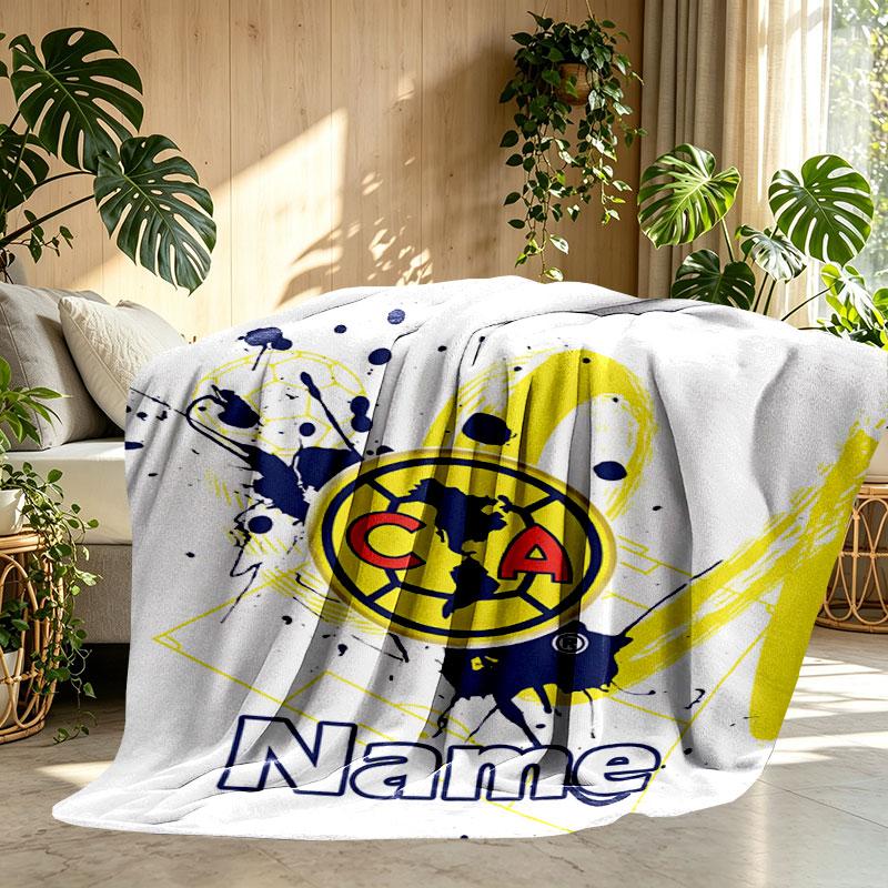 Custom Name Personalized Club America Print Blanket, Home Decor, Bedroom, Sofa, Camping, Couch, Gifts for Birthday Christmas
