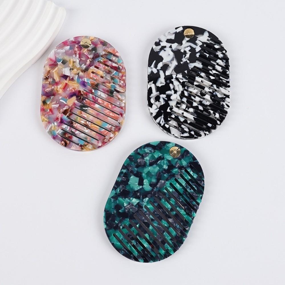 Anti-Static Folding Hair Brush Mini Acetate Makeup Mirror Portable 2-in-1 Comb Mirror  Student Use