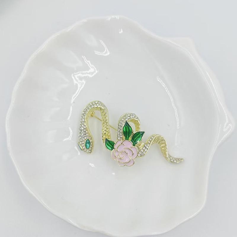 Flower Snake Brooches French Style Snake Bone Brooch Exquisite And Capable Clothing Accessories Glittering High-End Brooch
