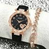 Women'S Diamond Quartz Watch Fashion Belt Watch Two-Piece Set Light Luxury Bracelet Set Women'S Watch