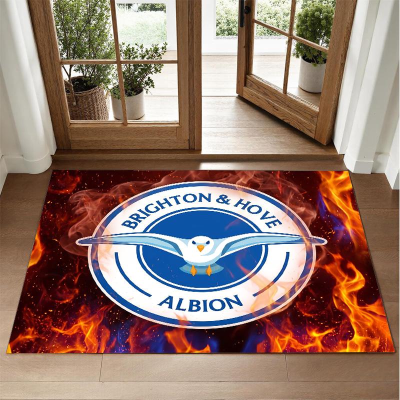 Brighton & Hove Albion Football Design Crystal Velvet Rug Soft Decorative Mat for Bedroom Entrance