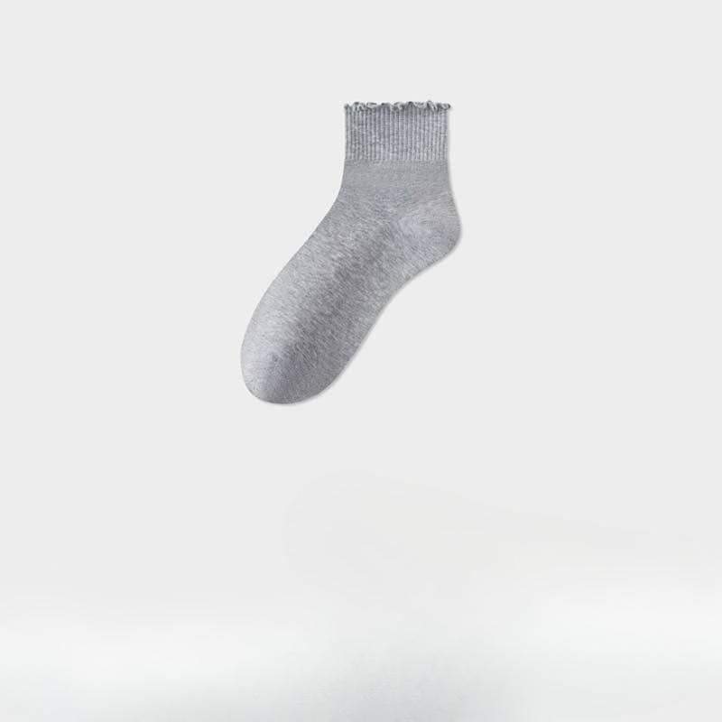 Black Fungus Edge Socks, Women's Cotton Socks, Boneless Short Socks, Summer Thin, Breathable and Sweat-absorbing Mid-calf Socks
