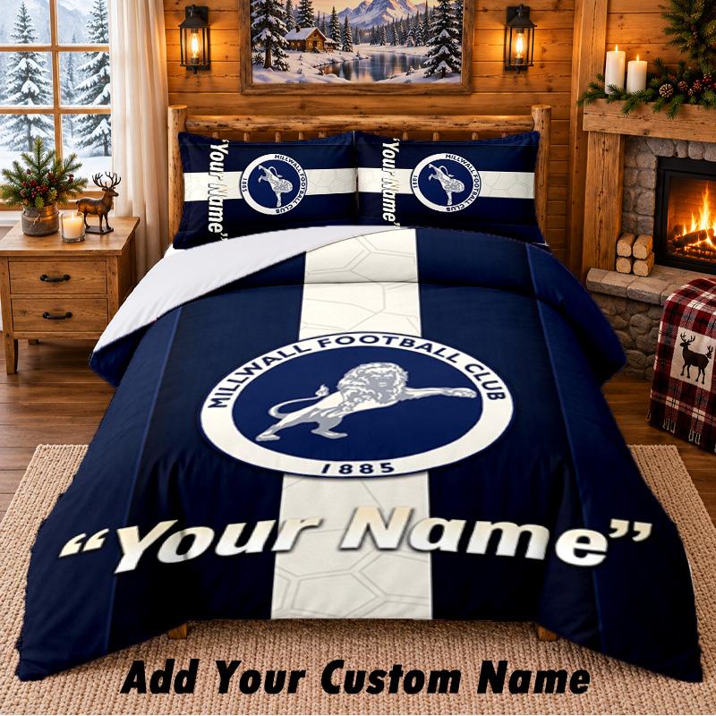 Millwall Pattern Bedding 3Pcs Set Custom Name, Bed Sheet And Pillowcases For Home Bedroom