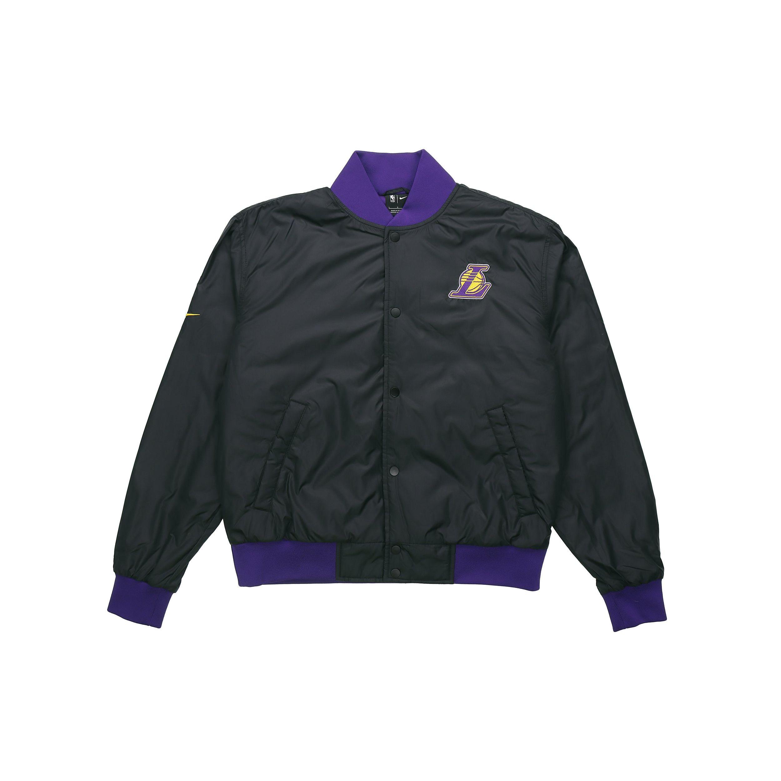 Nike NBA Los Angeles Lakers Bomber Jacket Black Purple Men DB4787-010 M