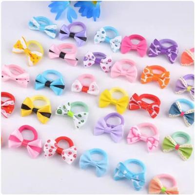 10 Pcs of Candy Colored Rubber Bands Children's Bow Hair Rings New Colored Non Damaging Hair Headbands Girl Tie Hair Towel Rings
