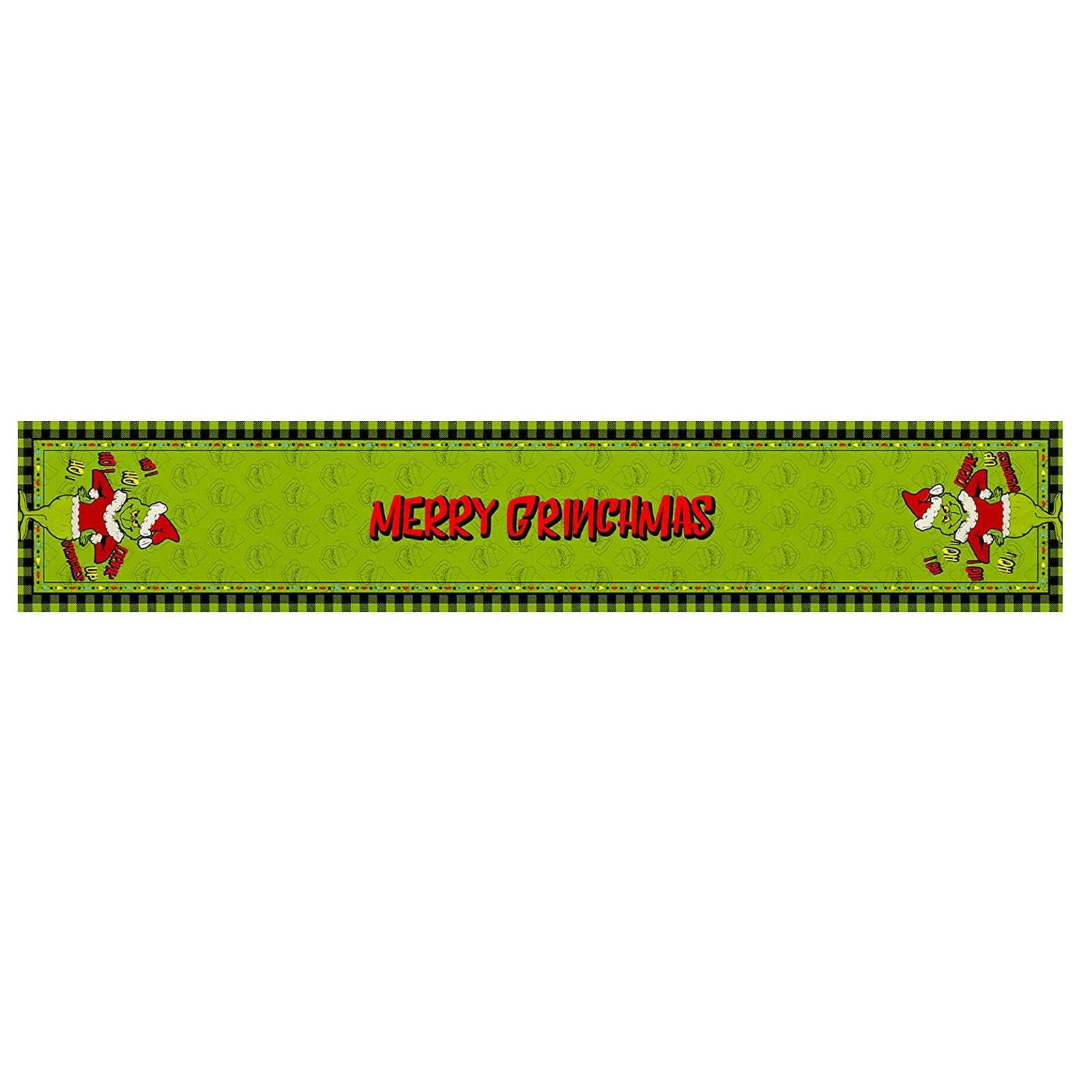 

Linen Green Christmas Table Runner Merry Tablecloth Christmas Xmas Holiday Table Decorations