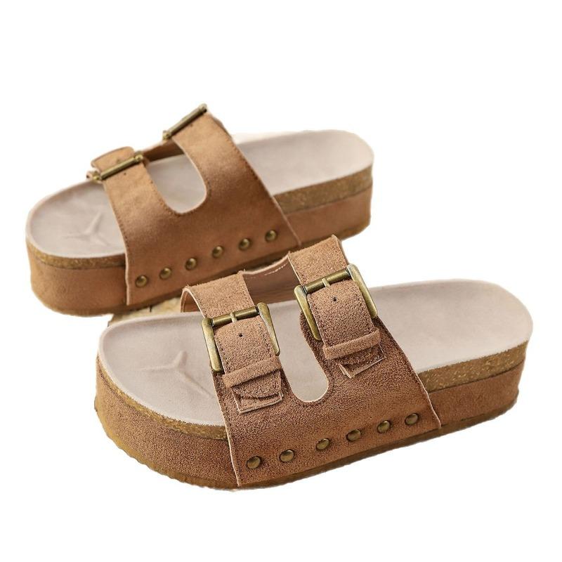 Women’s Platform Slip-On Birkenstyle Peep-Toe Beach Sandals