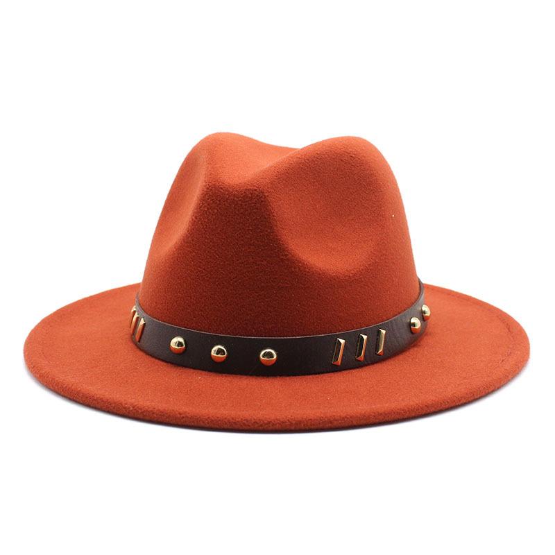 Belt Accessories Wool Top Hat Jazz Hat Vintage Black Wool Jazz Hat Flat-Brimmed Eaves Hat