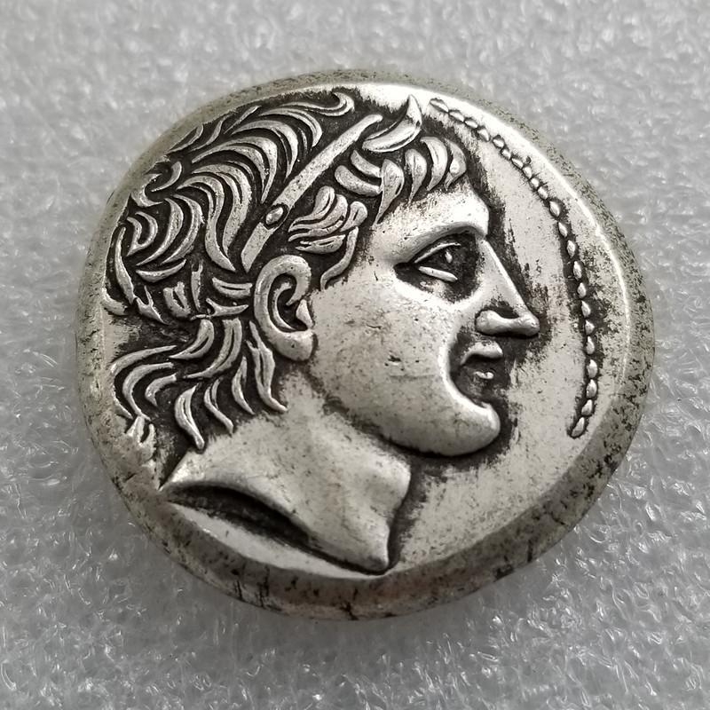 Antique Greek Goddess Coin Statue Copper-Plated Silver Disc #7006