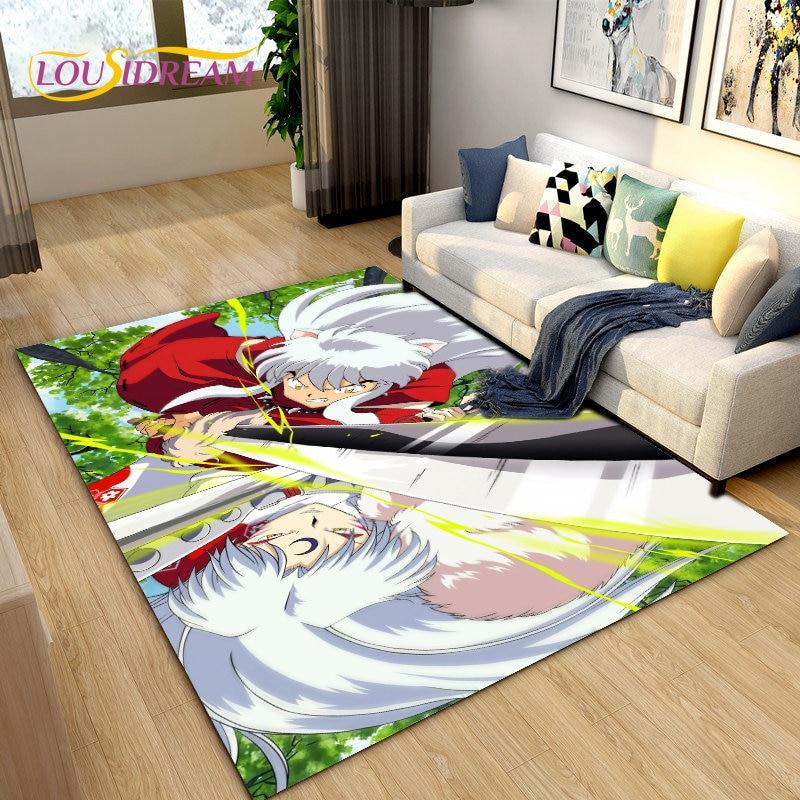 Inuyasha Japan Anime Cartoon Area Rug,Carpet Rug for Living Room Bedroom Sofa Doormat Decoration,Kids Play Non-slip Floor Mat