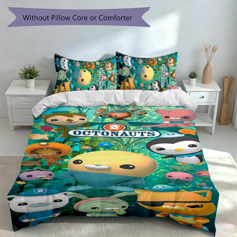3pcs Octonauts Duvet Cover Set, Includes 1 Duvet Cover and 2 Pillowcases,Skin-Friendly&Comfortable Fabric,Suitable Bedding Sets