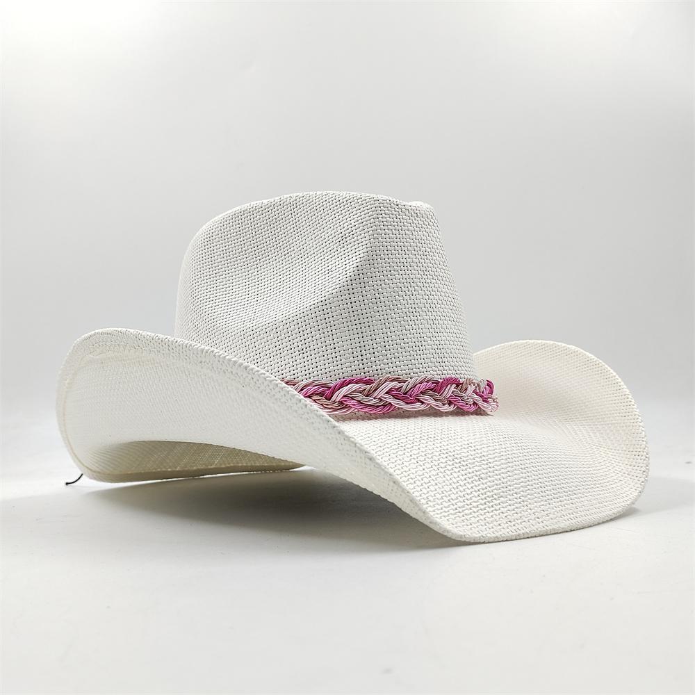 2024 Summer Straw Cowboy Hat Women's Fashion Cowgirl Straw Hat Pink Hat Men's Western Cowboy Hat Summer Travel Visor Hat