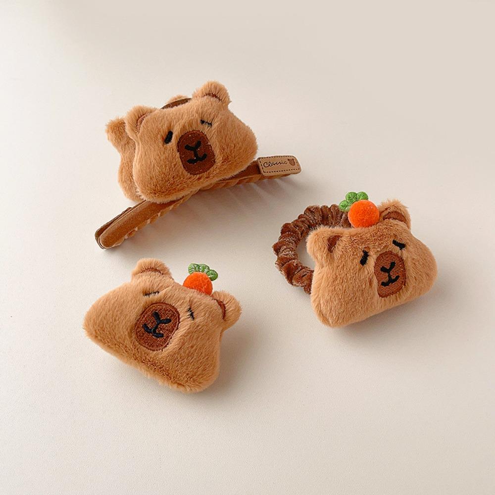 Flocking Capybara Hair Ring Funny Barrettes Hair Accessories Plush Claw Clip  Party
