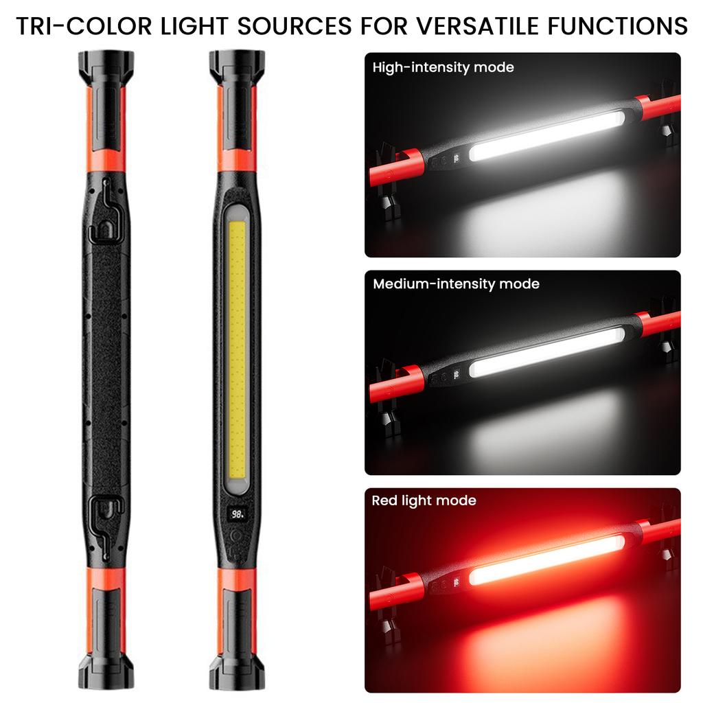 Rechargeable Cordless Portable Light W/ Hooks & Magnetic Base Mechanic Work Light Powerful LED Work Light for Garage Car Use