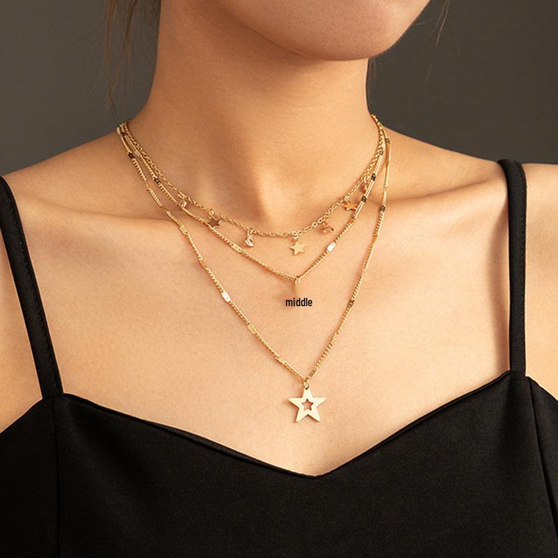 

Bohemian Vintage Star & Moon Pendant Necklace for Women
