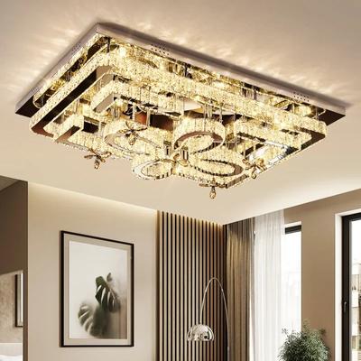 Lampadario da soffitto argento di lusso soggiorno moderno luci da soffitto in cristallo camera da letto LED Plafoniere da pranzo cristallo Apparecchi di illuminazione cucina