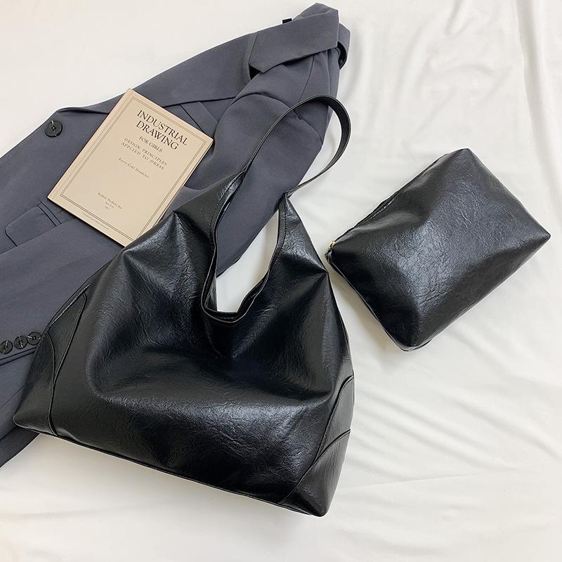Retro trendy simple child and mother tote bag 2025 new large-capacity underarm bag niche high-value shoulder bag