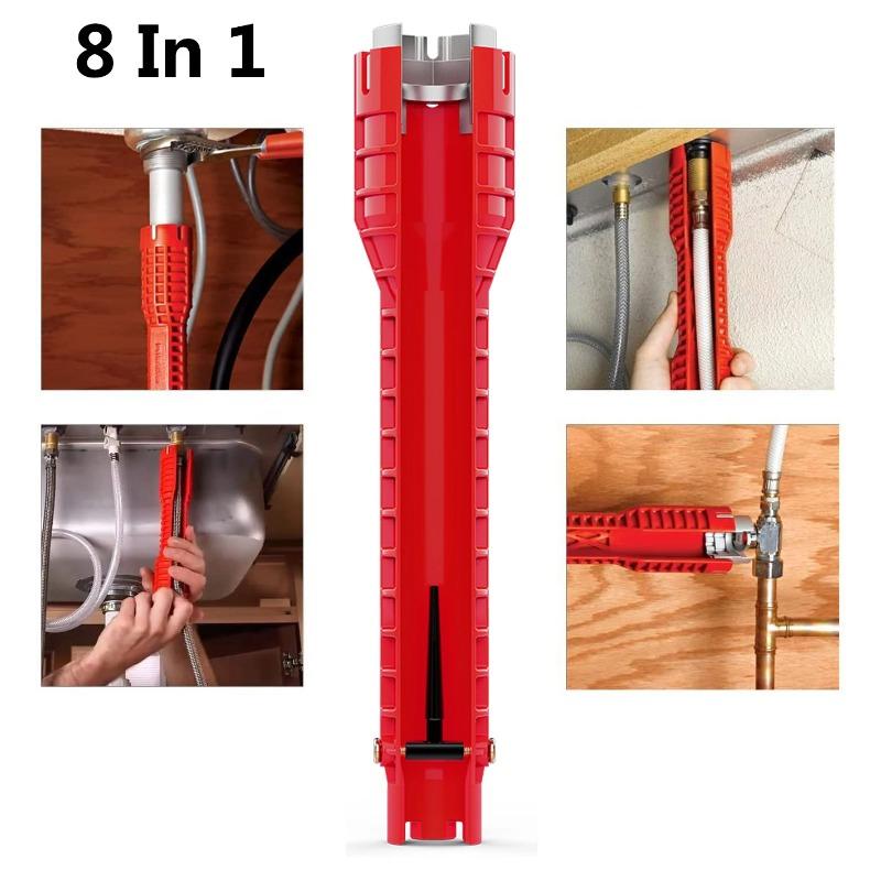8-in-1-Reparaturwerkzeug für Spülbecken-Wasserhahnschlüssel, für Toilette, Badezimmer, Küche, Wasserhahn-Montageschlüssel, Sanitär-Demontage- und Installationsschlüsselsatz