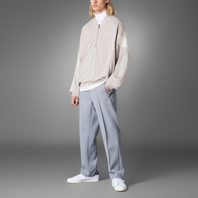Adidas Originals Striped Logo Half-Zip Track Jacket Men Outerwear Pearl-Grey HM2340