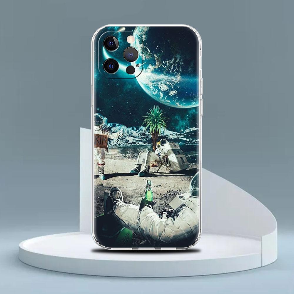 Astronauta Kosmiczna Planeta Przezroczyste Etui Na Apple iPhone 13 11 14 12 Pro 7 8 Plus XR X XS Max 6 6S 13Pro Silikonowe Etui Na Telefon