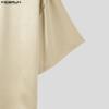 INCERUN Men's Two Piece Sets Oversized T-shirt and Wide Leg Pants Casual Satin Loungewear Outfits