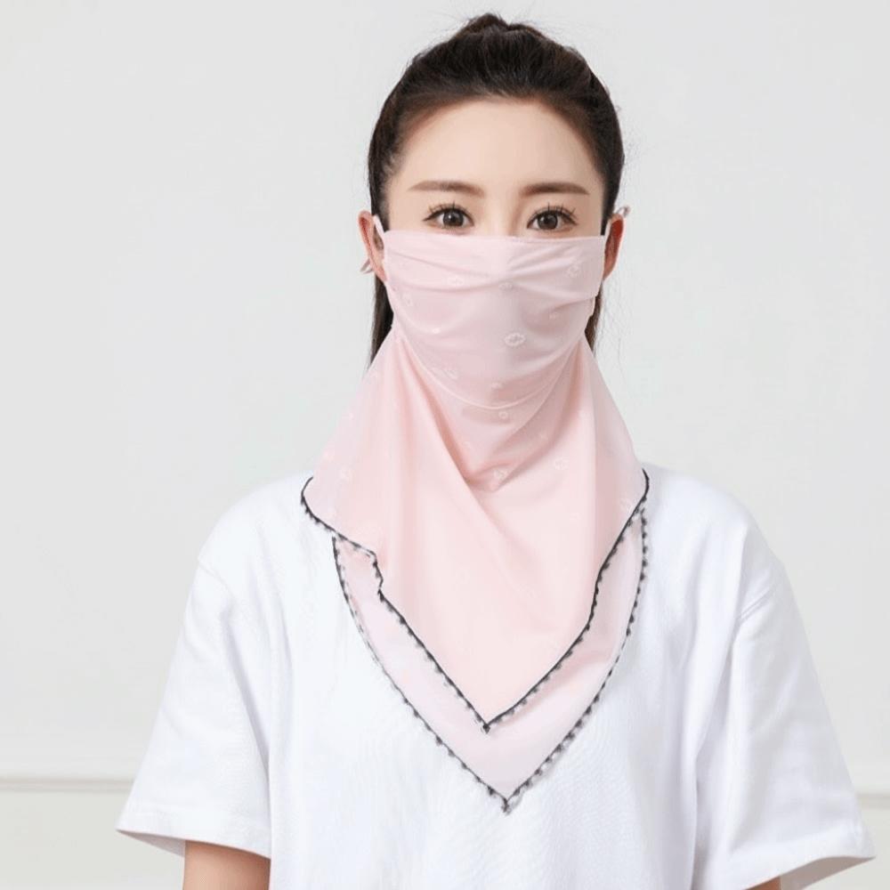 Lace Ice Silk Mask Elastic Sunscreen Veil Fashion Triangular Scarf  Sports