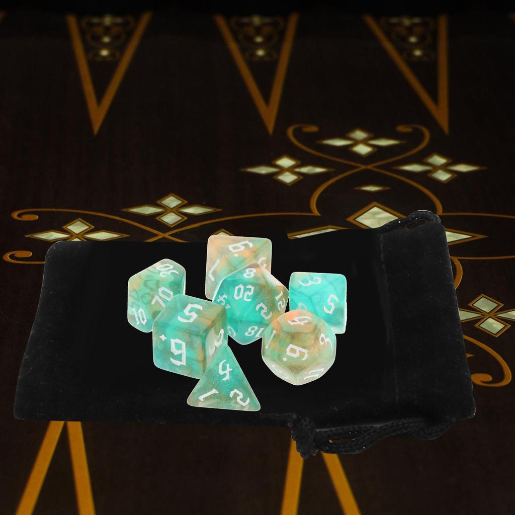 Acrylic Polyhedral Dices Set Toys D8 D10 D12 D20 with Pouch for DND RPG Role Playing Board Game
