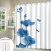 1pc Large Blue for Lotus & Dragonflies Shower Curtain - Elegant Bathroom Window Divider with 12 Hooks, High Quality Polyester