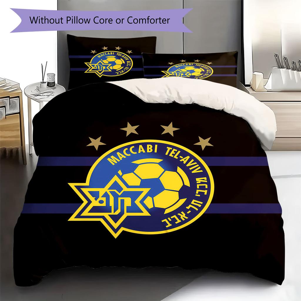Maccabi Tel Aviv F.C Pattern Bedding,Quilt Set Quilt Cover Pillowcase Home Birthday Gift(1 * duvet cover + 2 * pillowcase, without core)