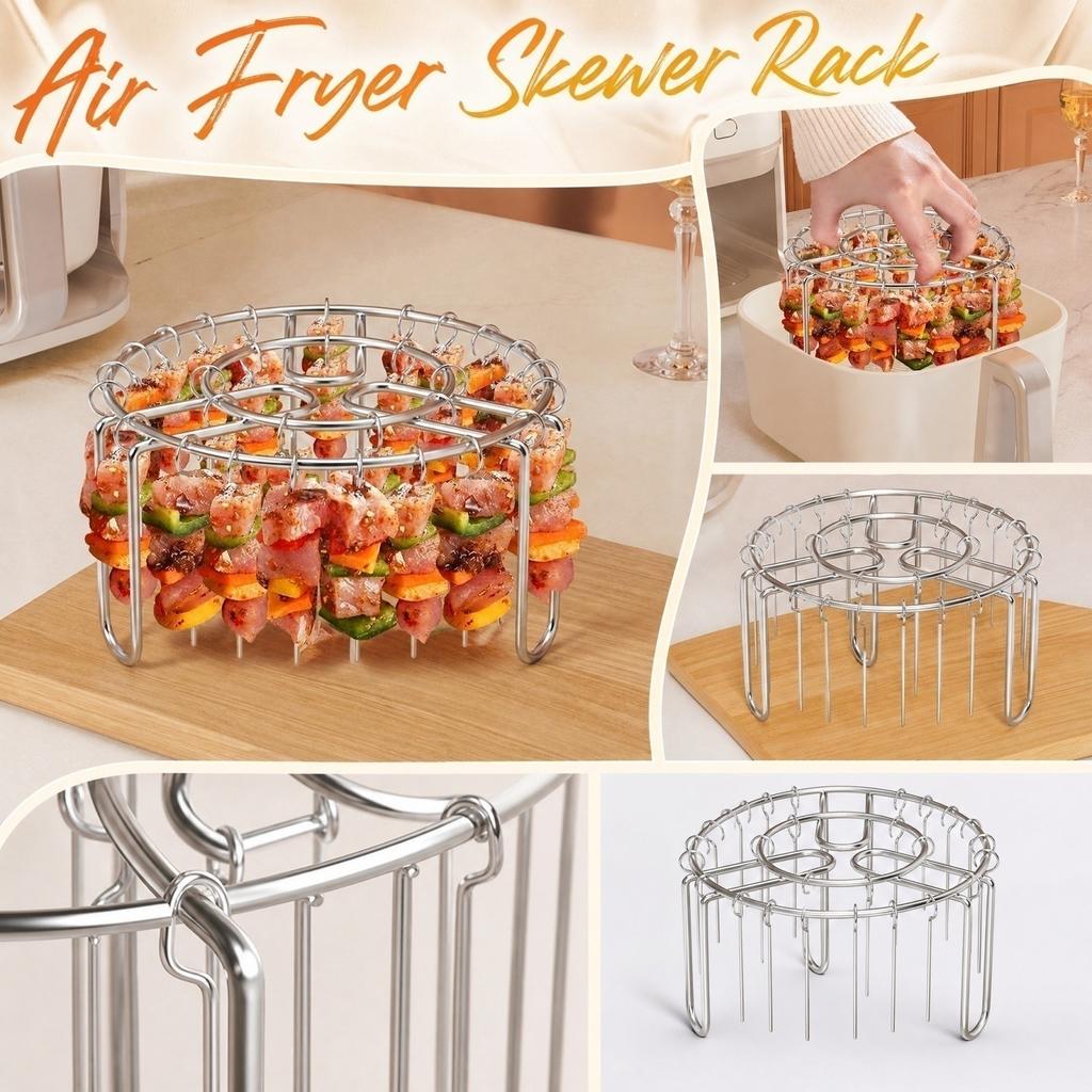 Stainless Fryer Kebab Skewer Oven Grilling Rack for BBQ Baking and Steaming