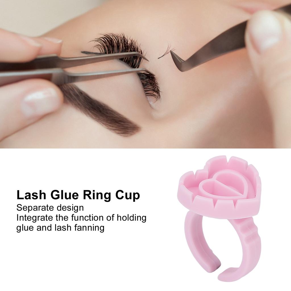 100pcs Disposable Lash Glue Holder Ring Cup Eyelash Extensions Quick Blossom Cups