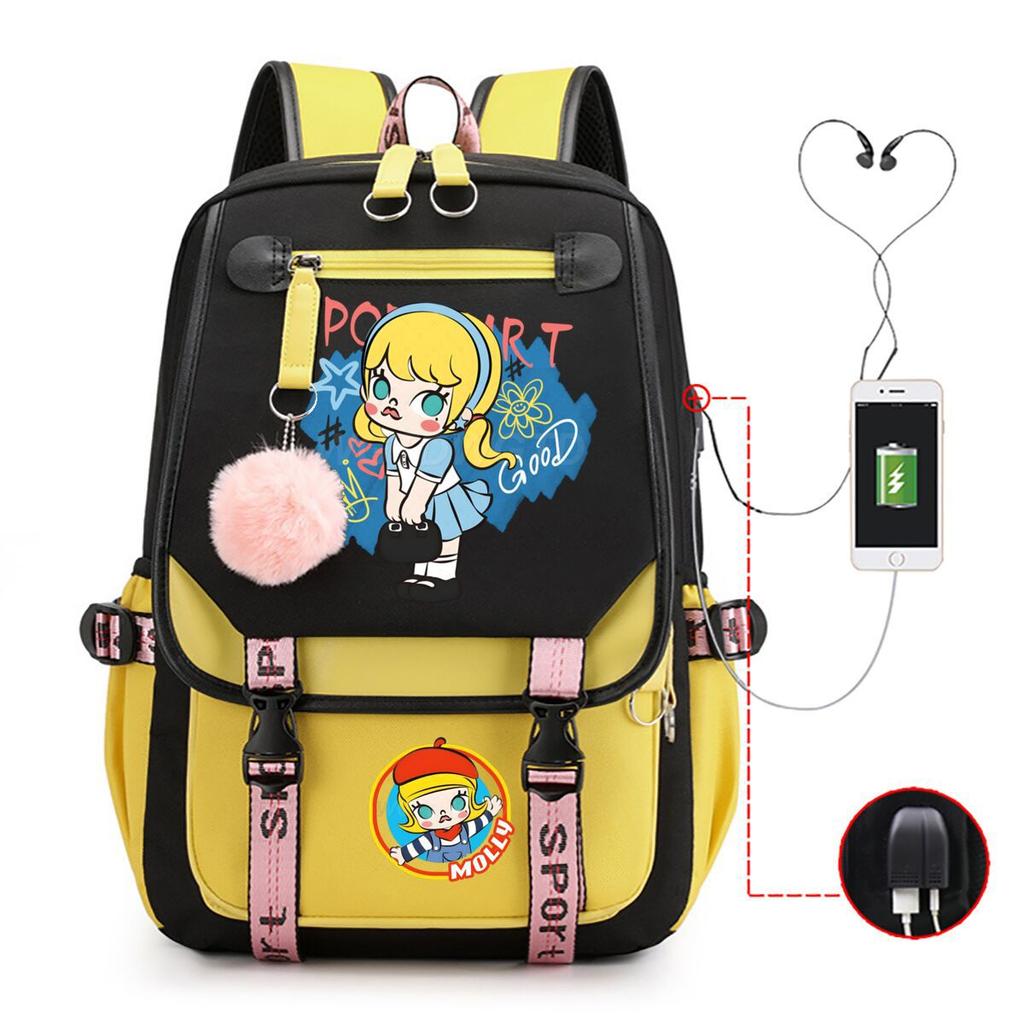 Printed fashion schoolbag college style junior high school high school students large capacity backpack