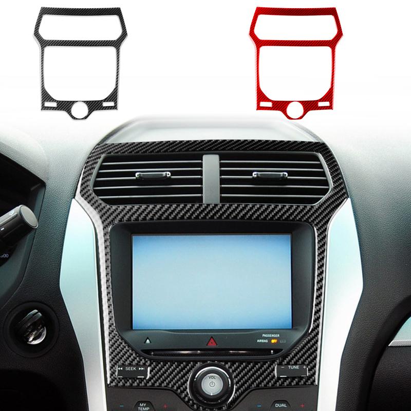 For Ford Explorer 2011—2014 Car Accessoreis Carbon Fiber Center Console CD Radio Panel Interior Cover Trim Sticker Modification