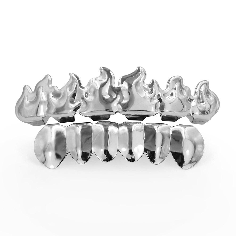 Hot Sale Eco-Friendly Copper Hip Hop Flame Gold Teeth Grillz Fire In Your Mouth Teeth Grillz