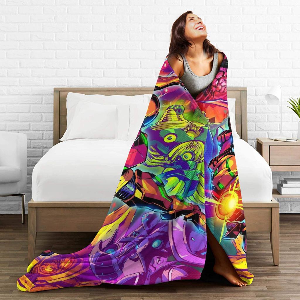 Metroids Hero Game Blankets Flannel Vintage Breathable Throw Blanket for Bed Sofa Winter