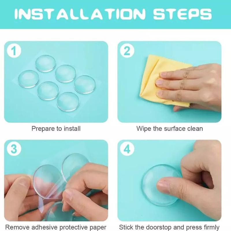 6Pcs Wall Door Handle Stopper Silicone Transparent round Protector Self-Adhesive