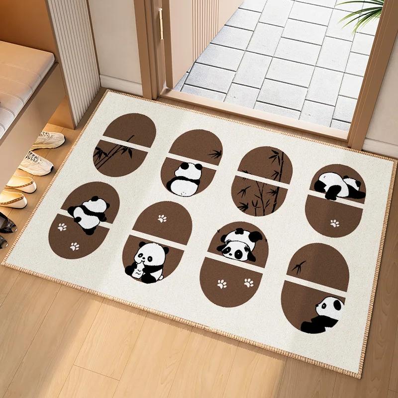 Ковер с мультяшным рисунком панды, коврик с бамбуковым дизайном, придверный коврик со следами лап для прихожей, домашнее украшение, напольный коврик, приветственный коврик 1p40x60x1cm