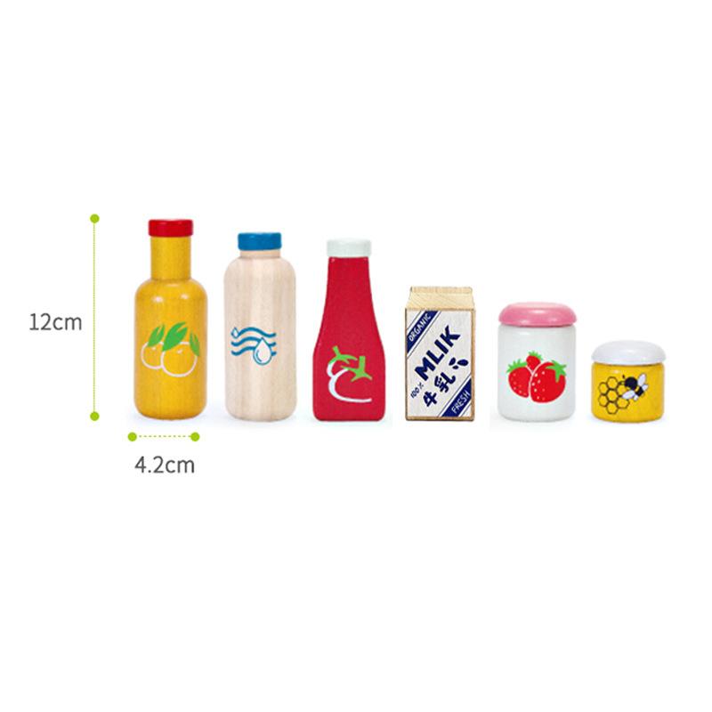 Juguetes de Cocina para Bebé Juguete 3D de Madera Casa de Juego Botella de Salsa Miel Realista Fresa Madera Maciza Juguete de Simulación Juguete Educativo Regalo