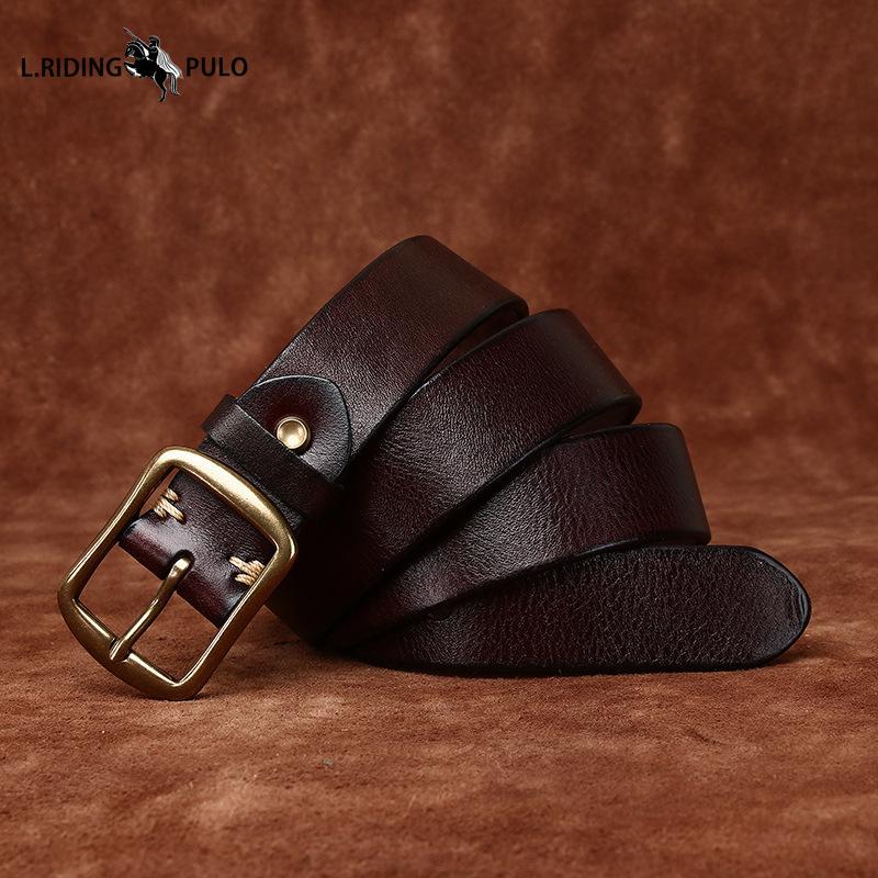 High-end Men's Genuine Leather Belt Men's First-layer Cowhide Versatile Copper Buckle Youth Casual Jeans Belt