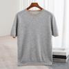 T-shirt à Manches Courtes et Col Rond Color Block 100% Laine Australienne pour Homme - Coupe Ample Décontractée, Couche de Base en Cachemire Printemps/Automne.