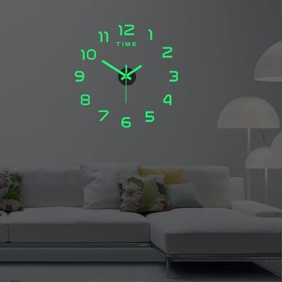 Orologio da parete luminoso fai da te, muto, con accessori per l'installazione, diametro 40 cm