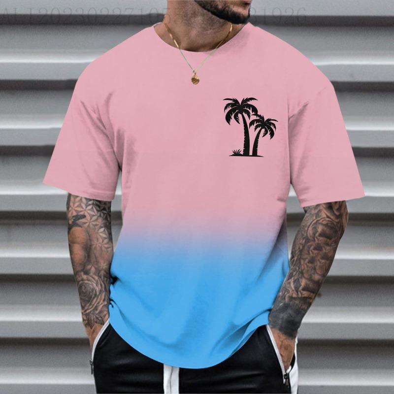Summer Sunset Graphic 3D Digital Printing Trend Short Sleeved T-shirt
