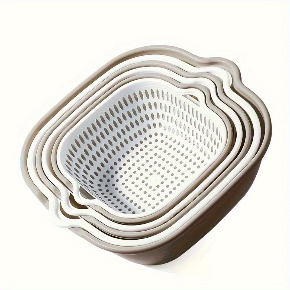 Durable Double-Layer Draining Basket Plastic Kitchen Strainer for Efficiently Rinsing Vegetables, Fruits & Snacks,Kitchen Drain Strainer