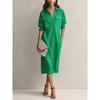 QICED Fashion Summer Spring Solid Color Print V-Neck Casual Dresses