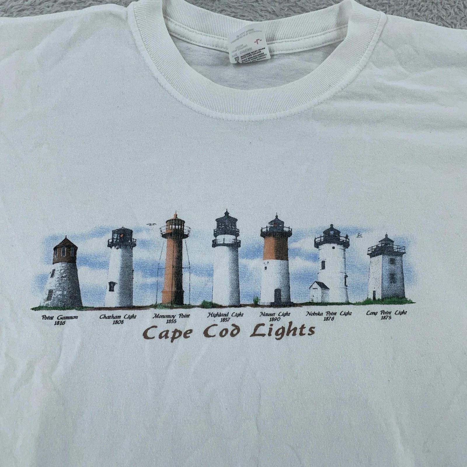 Vintage Cape Cod Lights Shirt Mens Large Anvil Lighthouse Beach Massachussetts S