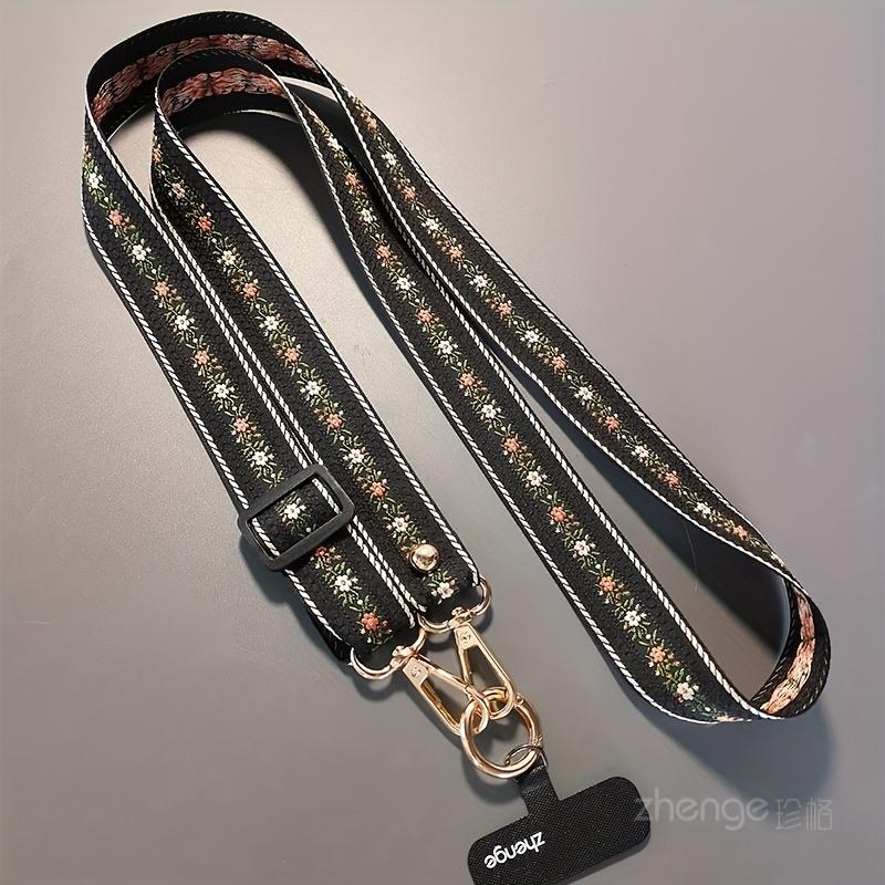 

Women s Crossbody Phone Lanyard with Embroidered Pattern, Adjustable Neck Strap, Wide and Long Design, Universal Anti-lost Outdoor Phone Lanyard