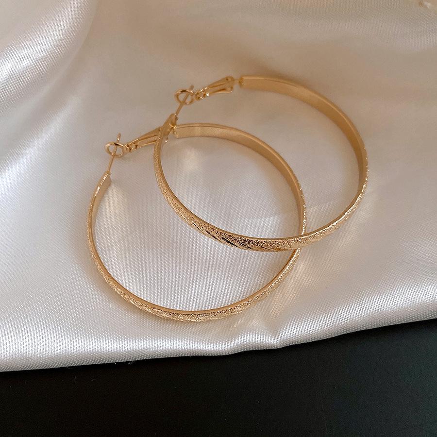 Silver Needle Round Folded Twill Circle Earrings European and American Personality Fashion Temperament Earrings Light Luxury High-end Earrings Women