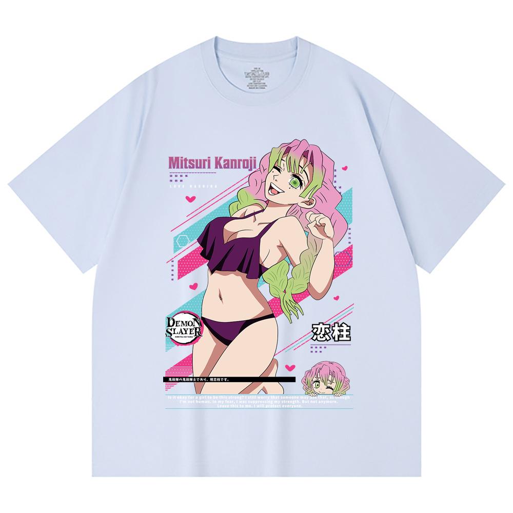 230 Gsm 100% Cotton Demon Slayer V52 Mitsuri Waifu Print Unisex Heavy Cotton T Shirt
